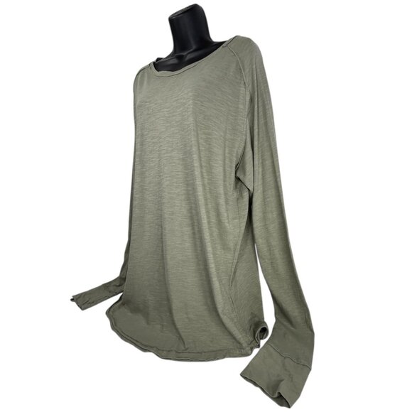 WE THE FREE Arden Tee Sz XS Sage Green Raglan Sleeve Oversized Slub Knit Cotton - Picture 6 of 12